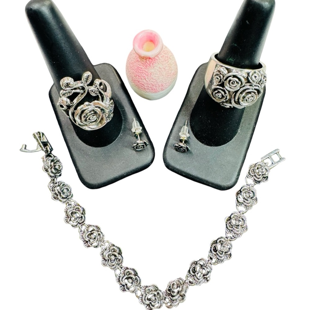 Roses Gorgeous set Band Ring-Size 6 Other Ring - Size 9, Bracelet -6.5”
